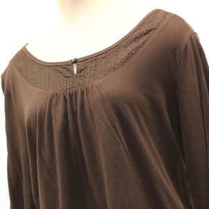 Cyber Monday - Price Lowered - Brown Long Sleeve Scoop Neck Everyday Shirt XXL